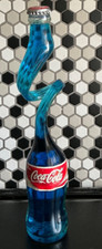 Coca Cola 20cl Glass Bottle with Twisted Neck & Full of Blue Liquid