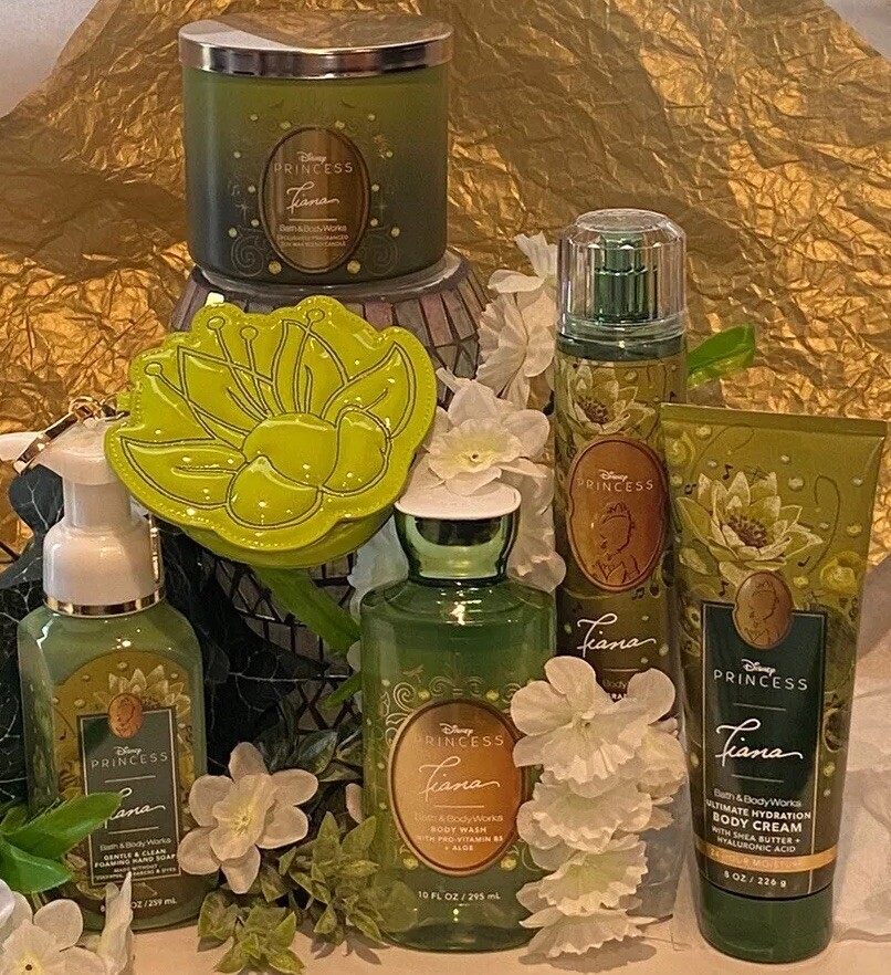 6 Pc SET Bath & Body Works DISNEY PRINCESS TIANA Full Sz, w/ 3
