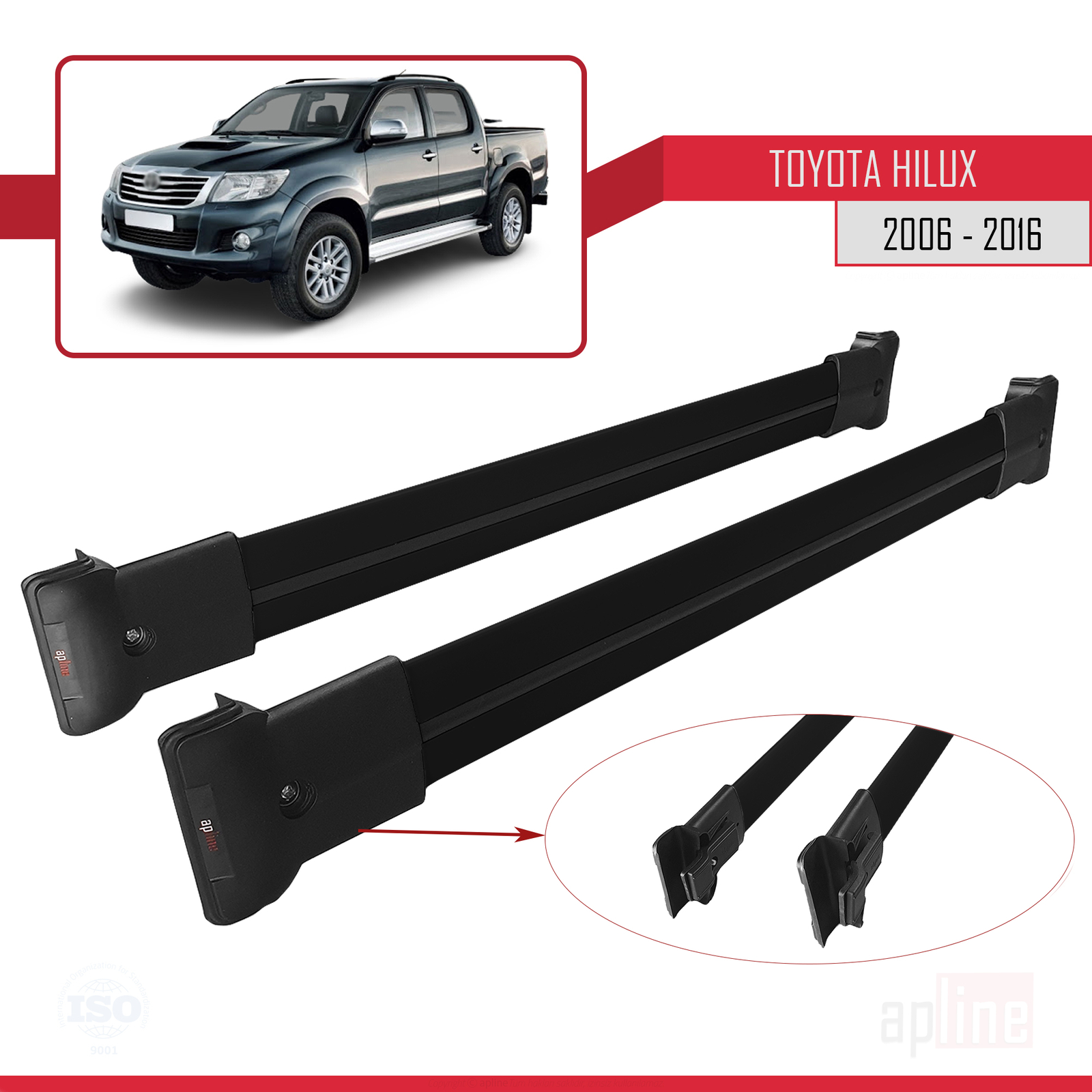 Barres de toit rail de toit en alu pour Toyota Hilux 2006-2016 - 4