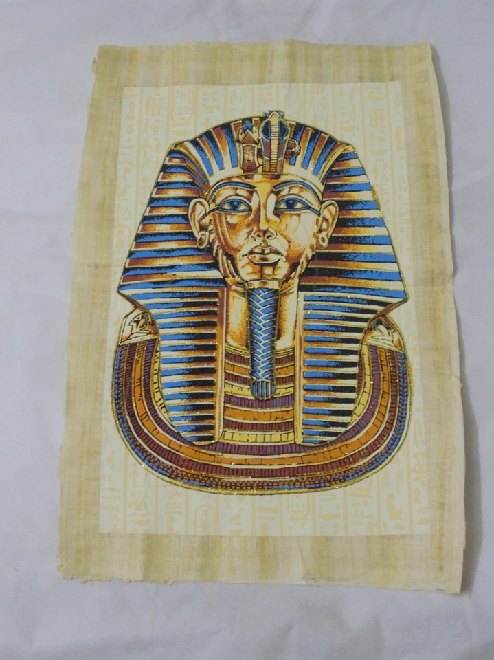A rare luminous papyrus painting of Tutankhamun, large size - Image 4 of 4