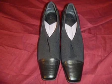  LifeStride Black Leather & Fabric Womens Heels "Lowell"  Size 6 Med RB 11718