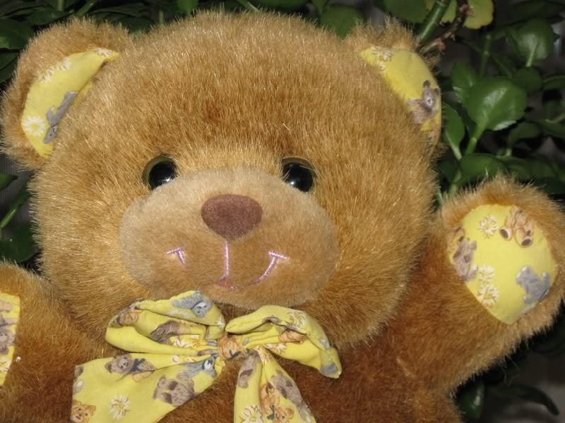 Anna Club Plush Vintage Brown Teddy Bear 10 Inch Yellow Fabric Paw
