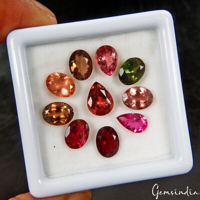 10 Pcs Natural Multi Color 6-7mm Tourmaline Loose Certified Gemstones in Mix cut