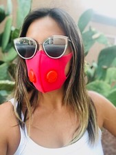 Face Air Mask Pink Face Cover 2 Valves PM2.5 Filters Anti-Haze Washable Reusable