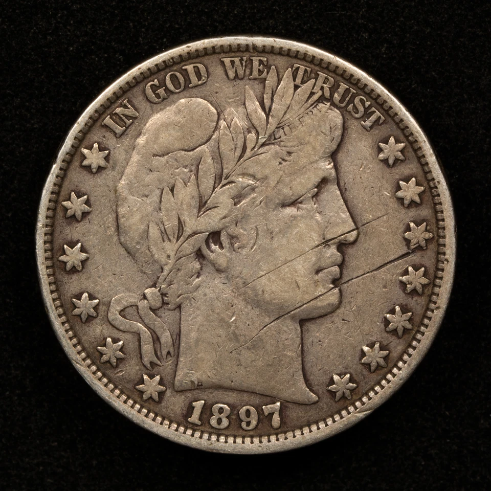 1897 50c Barber Silver Half Dollar - VF Details Semi Key Date - SKU-H1729 - Image 3 of 4