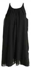 NWT VINCE CAMUTO Black Pleat Neck Shift Size Medium