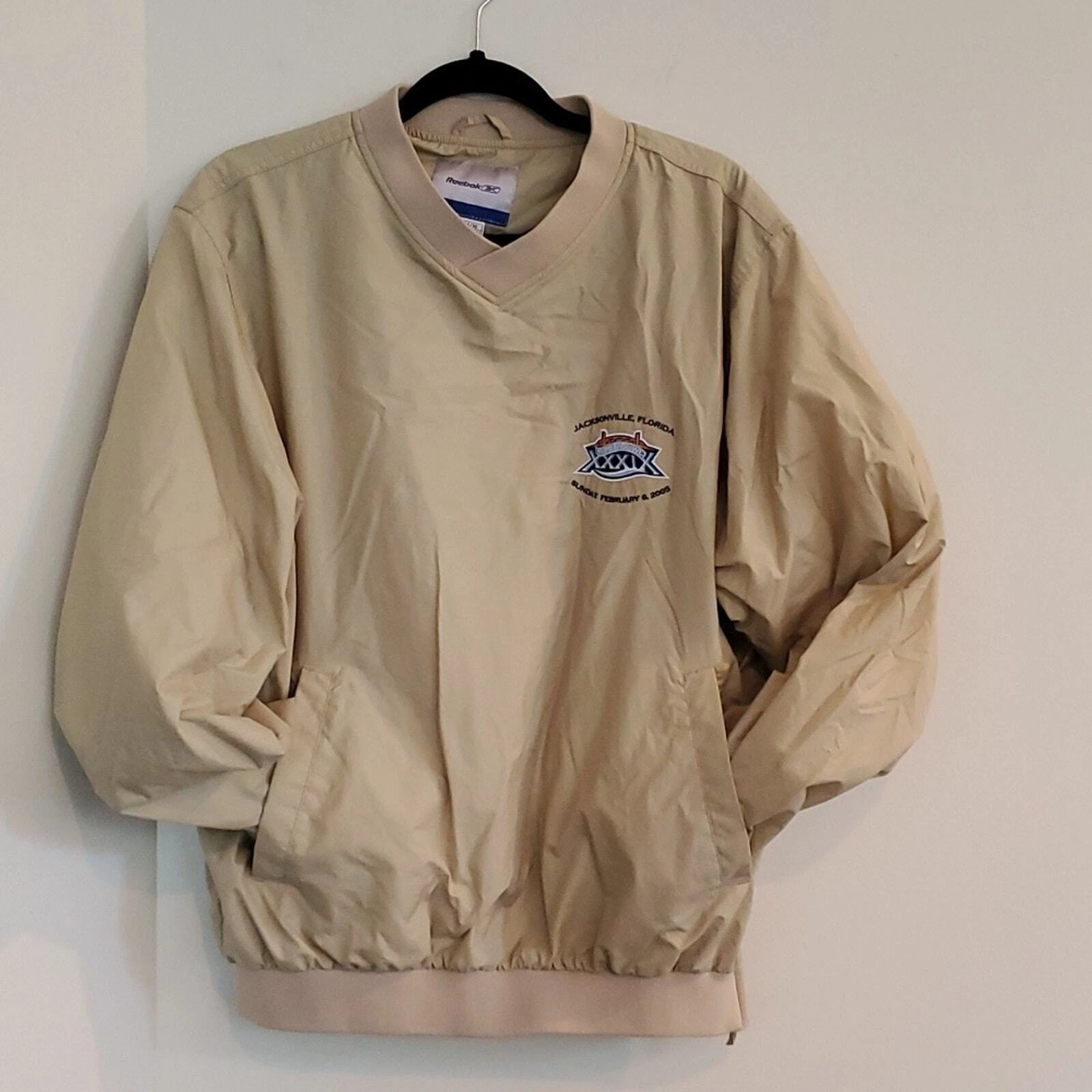 Reebok Super Bowl 2005 Size M Tan Windbreaker Pullover