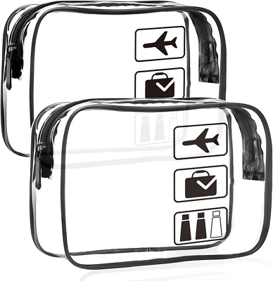 Clear Travel Toiletries Bag, 2 Pack TSA Approved Toiletry Bag with Zippers Trave