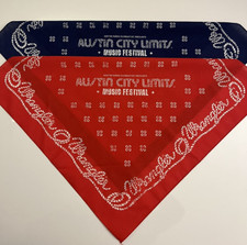 ACL Festival Wrangler MERCH Austin City Bandana PAIR Red Blue White Print NEW