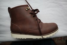 Dark Brown Leather Cream Shearling UGG Australia Laced Ankle Boots Kids US 5