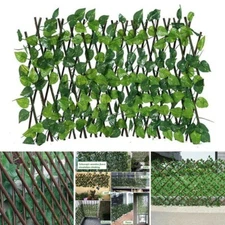 1 X Expandable Faux Privacy Fence Artificial Ivy Hedge Leaf Double-Sided Leaves
