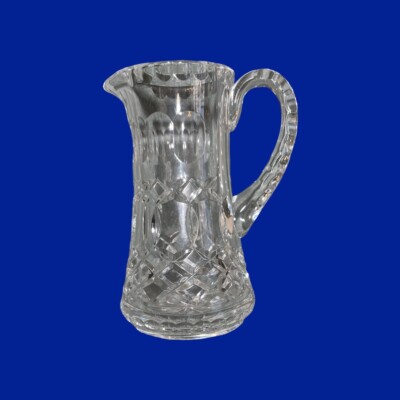 Vintage Polonia Lead Crystal 5.5  Pitcher w/Thumbprint-Pineapple and X Pattern