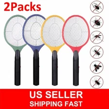 2 Packs Electric Racket Fly Swatter Mosquito Bug Zapper Wasp Insect Killer Safe