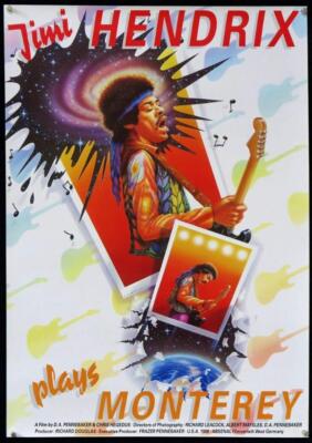 R075 JIMI PLAYS MONTEREY German 1987 great close up of Hendrix playing guitar