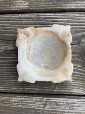 Ashtray Carved ONYX Marble Alabaster Stone Intricate Tribal Carving Vintage