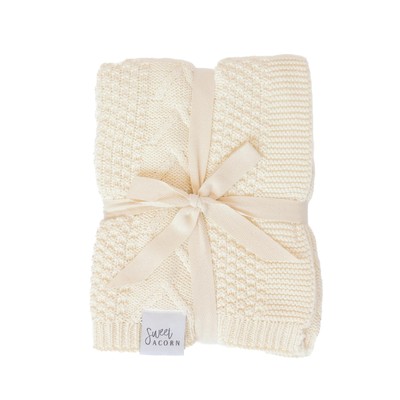 Sweet Acorn Knit Baby Blanket in Elegant Pattern Organic Cotton Blankets for ...