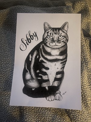 Dotwork Pet Portrait, Memorial Pet Portrait Created Out Of Dots :) 