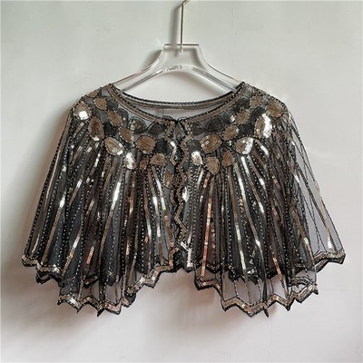 Accessoires Pailletten Cape Pailletten Cape Damen 45 cm/17,7 Zoll Polyester Vint