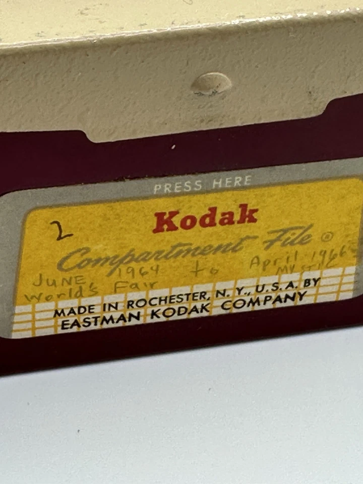 RARO* KODASLIDE Compartimento Archivo Kodak 35mm Caja con Diapositivas '64 Feria Mundial Nueva York Foto 4 de 4