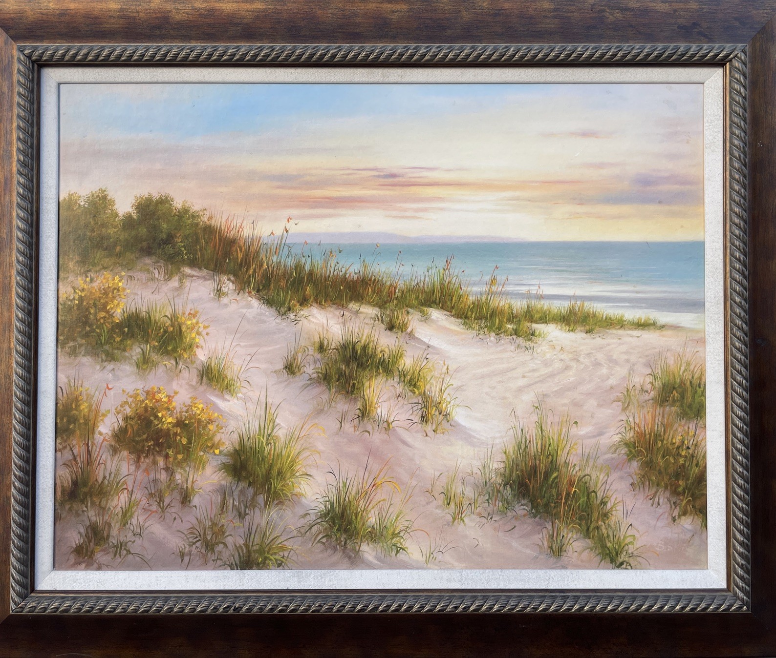 Vintage Coastal Sunset Signed B.Smith Vtg Frame Orig Litho 31"X39"