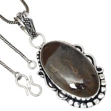 Pendant Rain Forest Jasper Gemstone Valentine'Day Gifted Silver Jewelry 2.25