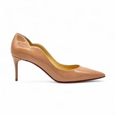 Christian Louboutin Hot Chick Patent Leather Kitten Heel Pumps Blush - New $895