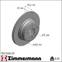 2X Zimmermann 150.3466.20 Bremsscheibe FüR BMW 5 E60 E61