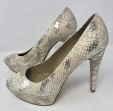 Stuart Weitzman Platform High Heels Pumps Snakeskin Embossed Leather Size 9M