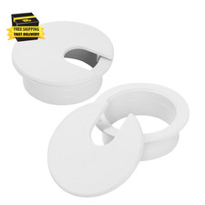 1-3/8" White Desk Grommet, Plastic Cable Hole Cover Computer Table Cord Wire Or