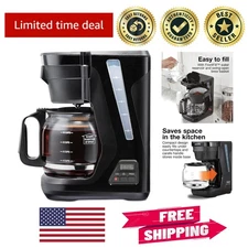 Compact FrontFill Programmable Coffee Maker - 12 Cup Drip in Black & Silver
