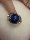 Vintage Men’s Blue Star Sapphire Ring Silver Tone CZ Accent Size 11.5