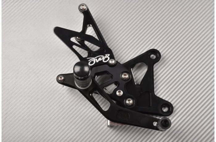 Commandes reculées réglables AVDB pour Kawasaki ZX6R bleu alu CNC