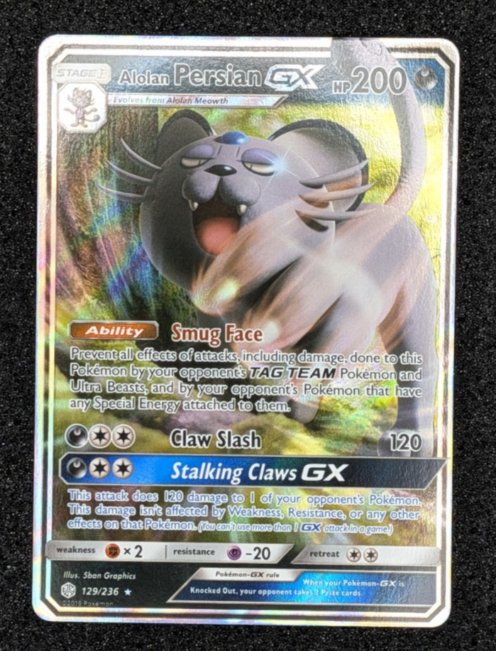 Alolan Persian GX 129/236 Ultra Rare- SM - Cosmic Eclipse (SM12)