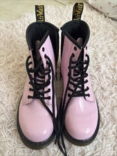 Dr Doc Martens Pale Pink Combat Boots Girls Sz 4 1460J Kids Lace Zip Up Air Wair