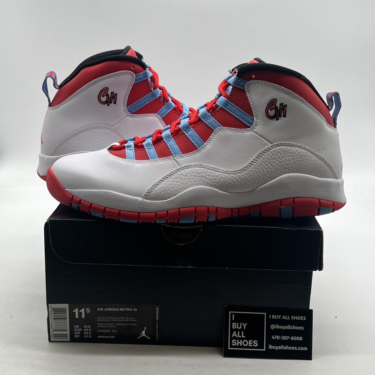 Size 11.5 - Air Jordan 10 Retro City Pack - Chicago for sale