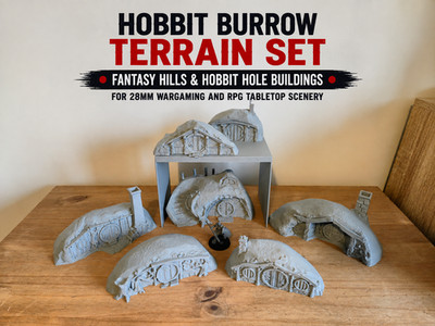 Hobbit Burrow Gelände Set Fantasy Hills & Hobbit Hole RPG DND Wargaming Landschaft