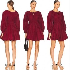 New Ulla Johnson Martine Dress Poplin Bordeaux Bateau Neckline Sz 2