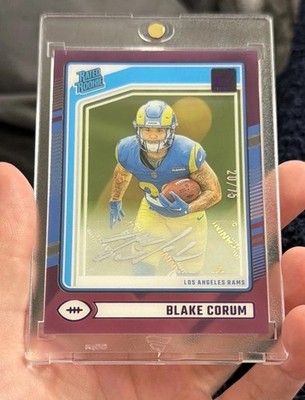 2024 Panini Clearly Donruss - Rated Rookie Blake Corum Purple Auto /75 (AU, RC)