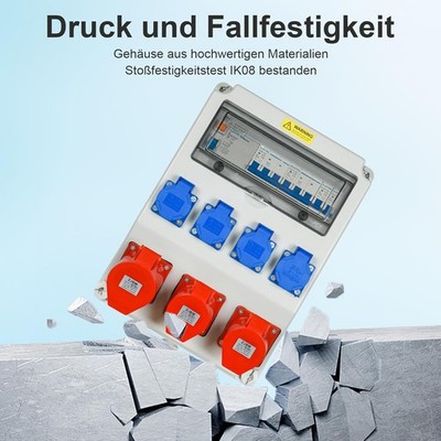 BAUSTROMVERTEILER WANDVERTEILER KOMPLETT 4x/6x 230V Steckdosenverteiler