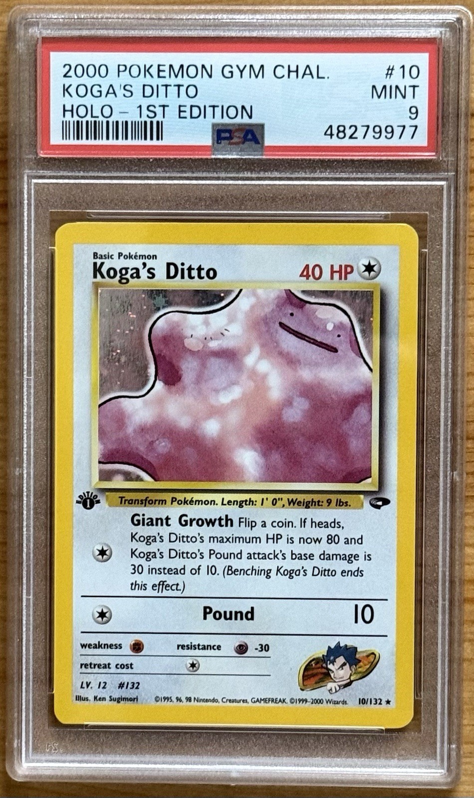 2000 Pokemon Gym Challenge Koga's Ditto 1st Edition Holo #10 PSA 9 Mint