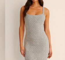 House Of Harlow 1960 Women’s S Cableknit Bodycon Gray Midi Sweater Dress