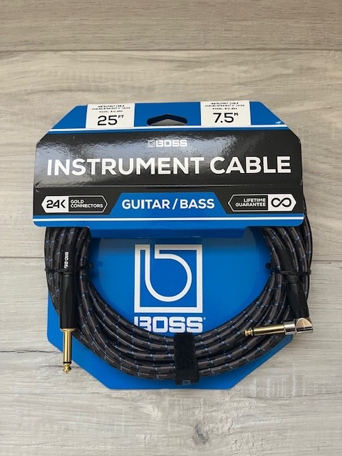 BOSS 25 ft BIC-25A Angled to Straight Instrument Cable NEW