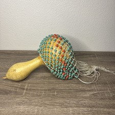 Handmade African Shekere Gourd Percussion Instrument w/ Beaded Netting