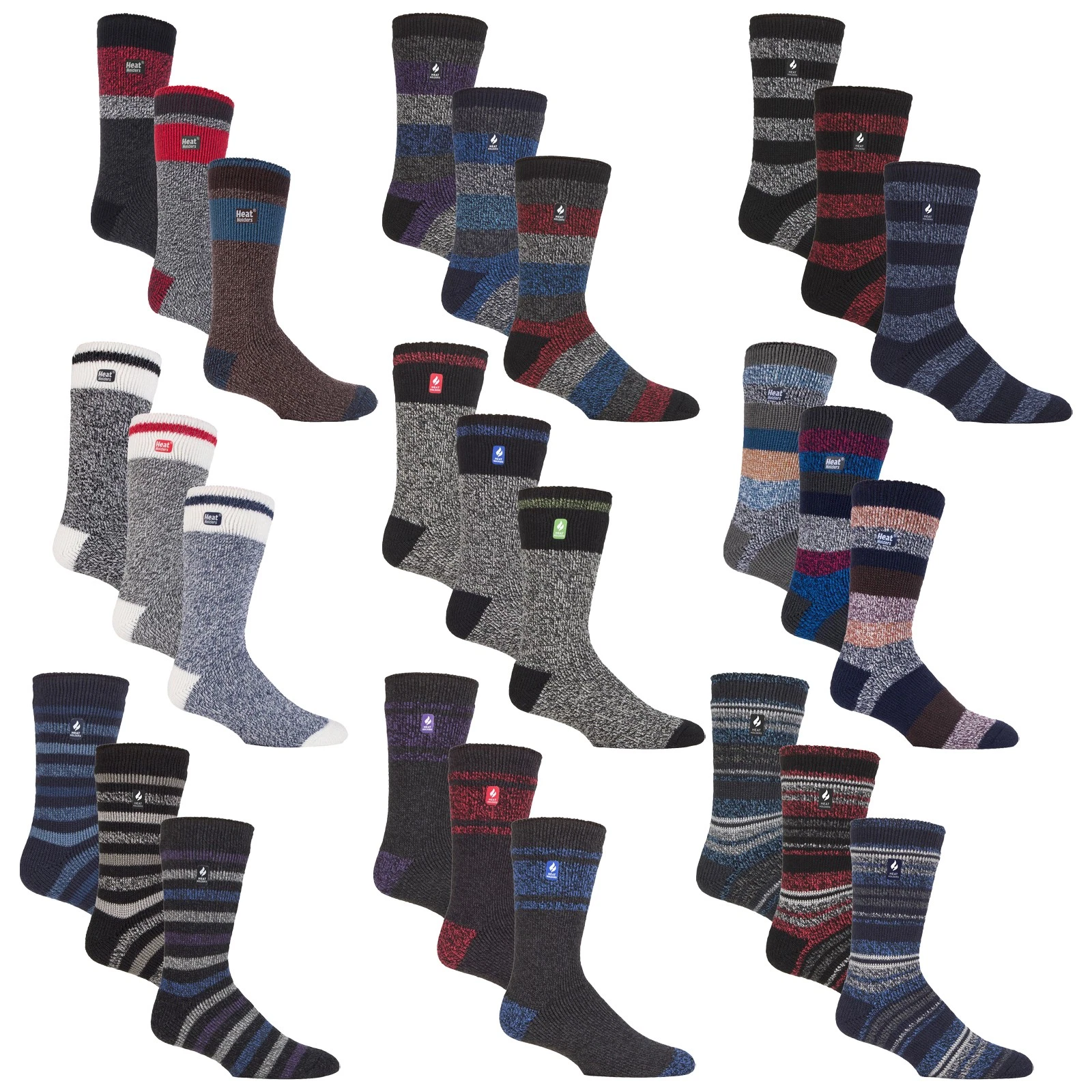 Heat Holders - Mens Twist Thermal Socks 3 Pack Brushed Lining Socks