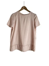 Esprit Blush Colored Short Sleeve Decorative Stitching Detail Top Size 6