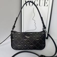 Zadig Voltaire Rock Wing Black Monogram Shoulder Bag Crossbody 25x14cm
