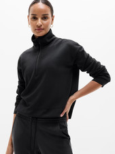 New Athleta S Seasoft 1/4 Quarter Zip Sweatshirt Black Small Regular