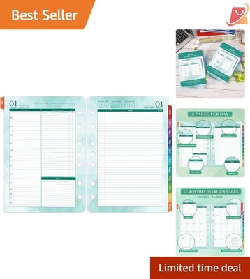 2026 Planner Refills Daily & Monthly Organizer 5.5x8.4 Green Tasks Quotes