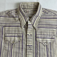 VTG 50 s Rockmount Ranch Wear Shirt Pearl Snap Mens M Striped Rockabilly USA