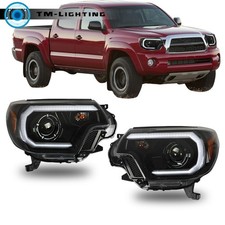 For Toyota Tacoma 2012-2015 Black Led Strip Projector Headlights Headlamps Assy